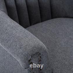 Grey Occasional Upholstered Fabric Armchair Cocktail Winged Tub Chair Fireside