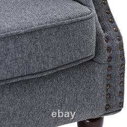 Grey Occasional Upholstered Fabric Armchair Cocktail Winged Tub Chair Fireside