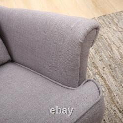 Grey Recliner Lounge Armchair Wingback Fabric Sofa Chair and Footstool Fireside