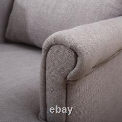 Grey Recliner Lounge Armchair Wingback Fabric Sofa Chair and Footstool Fireside