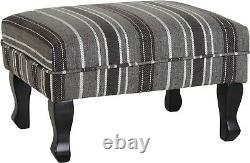 Grey Stripe Fabric Fireside Chair W77cm x D91cm x H102cm SHERRY