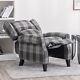 Grey Tartan Linen Recliner Chair Single Sofa Wing Back Fireside Bedroom Armchair