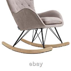 Grey Tufted Recliner Chair Armchair Fireside Lounge Relax Rocking Chair Tub Sofa