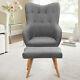 Grey Upholstered Wingback Chair High Back Armchair Fireside With Foot Stool Sofa