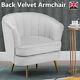 Grey Velvet Accent Tub Chair High Wing Back Fireside Armchair Padded Seat Sofa