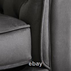 Grey Velvet Accent Tub Chair Scalloped Back Fireside Armchair Cushiony Seat Sofa