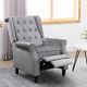Grey Velvet Fabric Recliner Chair Button Tufted Sofa Armchair Fireside Home Bn