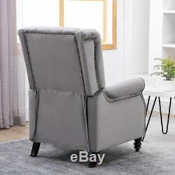 Grey Velvet Fabric Recliner Chair Button Tufted Sofa Armchair Fireside Home BN