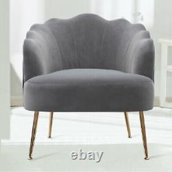 Grey Velvet Fireside Sofa Lounge Armchair Wing Back Scallop Shell Accent Chair