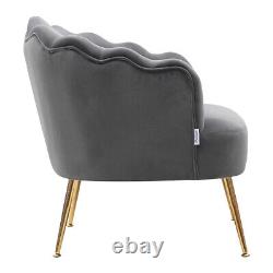 Grey Velvet Fireside Sofa Lounge Armchair Wing Back Scallop Shell Accent Chair