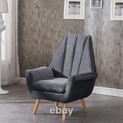 Grey Velvet Occasional Wing Back Tub Chair Tulip Armchair Fireside Lounge Sofa