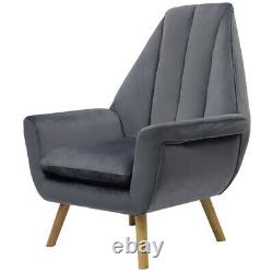 Grey Velvet Occasional Wing Back Tub Chair Tulip Armchair Fireside Lounge Sofa