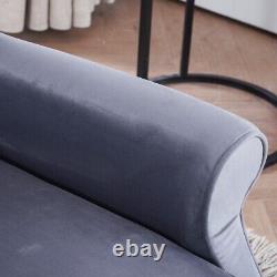 Grey Velvet Recliner Chair Padded Seat Fireside Armchair Lounge Sofa Chair