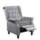 Grey Velvet Recliner Chair Sofa Armchair Button Tufted Fireside Bedroom Home Bn
