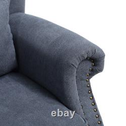 Grey Velvet Wing Back Sofa Chair Fabric Button Fireside Occasional Armchair Seat