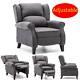 Grey Wing Back Fireside Fabric Recliner Armchair Sofa Lounge Chair Relaxing Bed