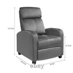 Grey Wing Back Fireside Padded Velvet Recliner Armchair Sofa Lounge Chair Seat