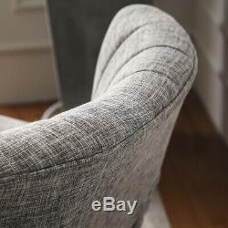 Grey Wing Chair High Back Fabric Linen Tub Armchair Fireside Living Room UK