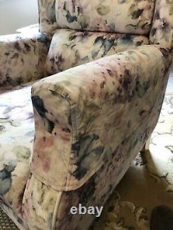 HSL Fireside Chair & Footstool Wingback in Soft Floral Print 3 Months Old