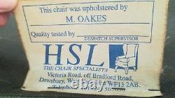 HSL Wing Back Armchair Fireside Chair Queen Anne Legs Wood Frame Green Fabric