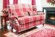 Handmade 2 Seater Sofa Accent Wing Fireside Cottage Balmoral Red Fabric Tartan