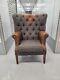 Harris Tweed'mackenzie' Style Wingback Armchair Button, Fireside Chair 1/2