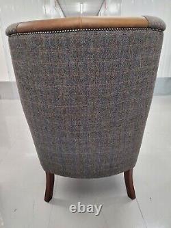 Harris Tweed'MacKenzie' style wingback Armchair button, fireside chair 1/2