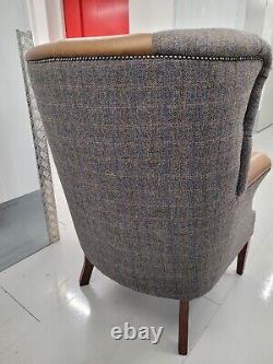 Harris Tweed'MacKenzie' style wingback Armchair button, fireside chair 1/2