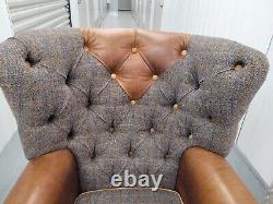 Harris Tweed'MacKenzie' style wingback Armchair button, fireside chair 1/2