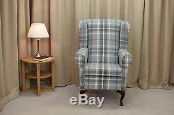 High Back Armchair Balmoral Dove Fabric Wing Chair Seat Fireside Living Room UK