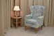 High Back Armchair Grey Fabric Wing Chair Seat Queen Anne Fireside Living Room