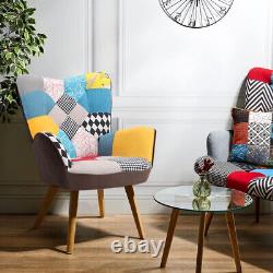 High Back Armchair Linen Soft Fabric Wingback Chair Button Sofa Lounge Fireside