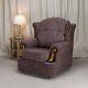 High Back Armchair Plum Fabric Wing Chair Queen Anne Fireside Living Room Lounge