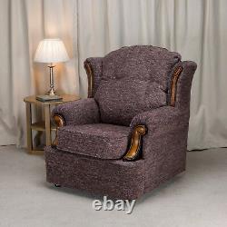 High Back Armchair Plum Fabric Wing Chair Queen Anne Fireside Living Room Lounge