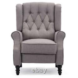 High Back Chesterfield Armchair Vintage Recliner Lounge Chair Grey Fireside Seat