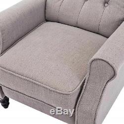 High Back Chesterfield Armchair Vintage Recliner Lounge Chair Grey Fireside Seat