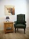 High Back Chesterfield Style Pu Leather Armchair Fireside Wing Back Green