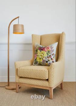 High Back Contemporary Modern Yellow Geometric Print Wing Fireside Armchair