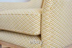 High Back Contemporary Modern Yellow Geometric Print Wing Fireside Armchair