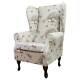 High Back Fireside Armchair Large Chair Handmade In Tatton Autumn Cotton Fabric