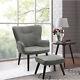 High Back Velvet Armchair With Matching Foot Stool Chair Wingback Sofa Fireside
