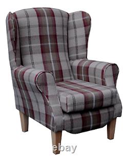 High WingBack Fireside Chair Balmoral Mulberry Fabric Duchess Armchair