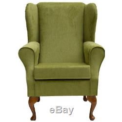 High WingBack Fireside Chair Lime Topaz Fabric Easy Armchair Orthopaedic UK