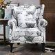 High Wing Back Armchair Fabric Chair Fireside Seat Living Room Lounge Uk
