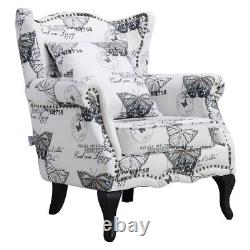 High Wing Back Armchair Fabric Chair Fireside Seat Living Room Lounge UK