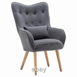High Wing Back Armchair Fabric Chair Fireside Seat withFootrest Living Room Lounge