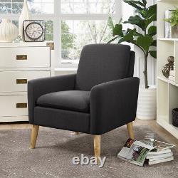 High Wing Back Armchair Linen Cloth Chair Fireside Seat Living Room Lounge UK
