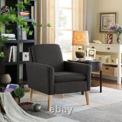 High Wing Back Armchair Linen Cloth Chair Fireside Seat Living Room Lounge UK