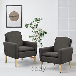 High Wing Back Armchair Linen Cloth Chair Fireside Seat Living Room Lounge UK