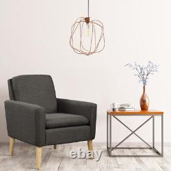 High Wing Back Armchair Linen Cloth Chair Fireside Seat Living Room Lounge UK